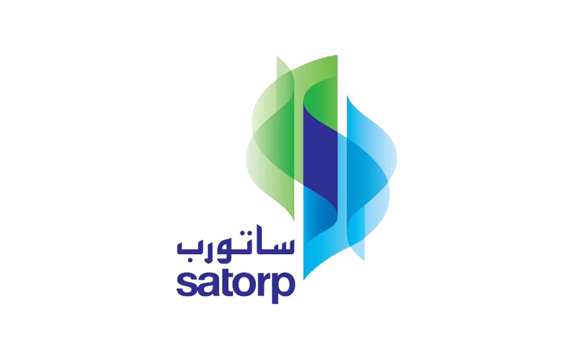 Innovative SATORP logo with green and blue abstract shapes, representing Saudi Aramco and Sabic joint venture.