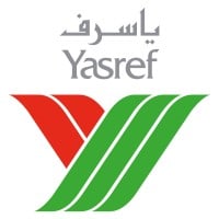 Yasref IVM logo with red and green stylized wings and Arabic and English text.